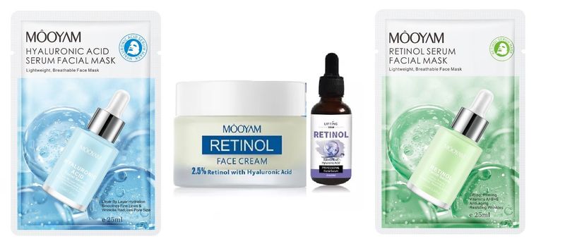 Mooyam Retinol Face Cream, Face Serum with Hyaluronic &amp; Retinol Face Masks