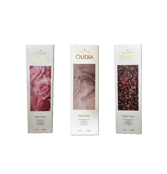 Oudia Scented Essential Oil Fragrance Set - Coffee, Oud and Rose