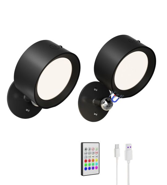 2Pack LED Wall Mounted Lights, 12 Light Colors Dimmable, Remote And Touch