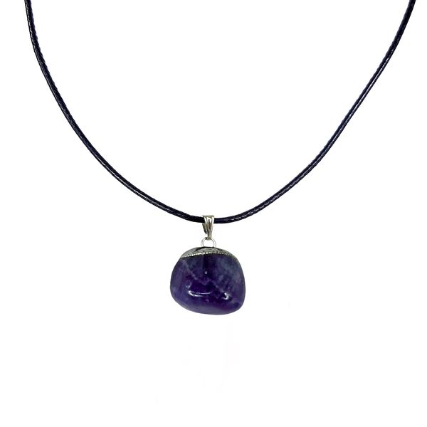 Earth Stone Collection - Polished Amethyst Stone Necklace