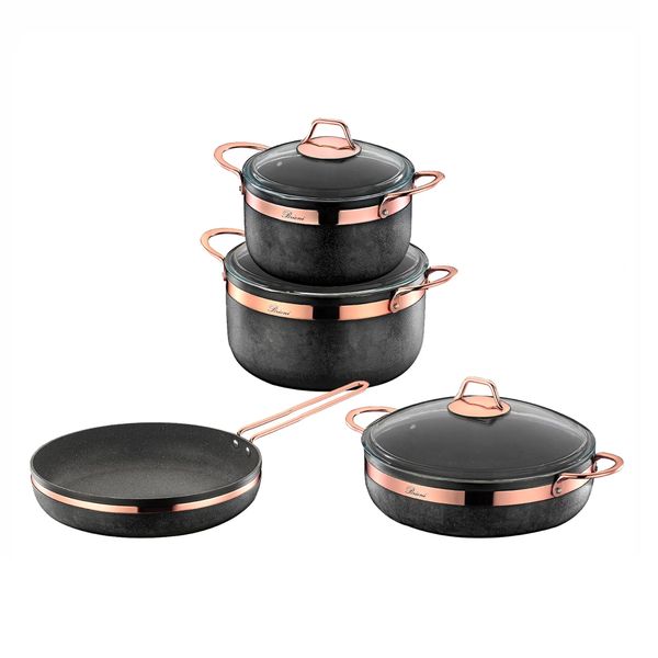 Brioni Royal Stone 7 Piece Cookware Set - Black &amp; Copper