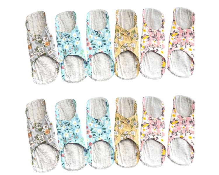 12 Pack Quality Re-usable Pantyliners Cotton Flannel Floral Large