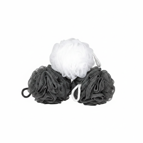 Healthglow 3 Piece Soft Mesh Bath Sponges with Hanging Rope