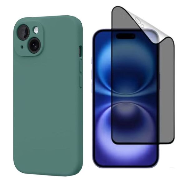 Silicone Cover Comaptible With i Phone 15 -Cover With Ceramic Privacy Glass