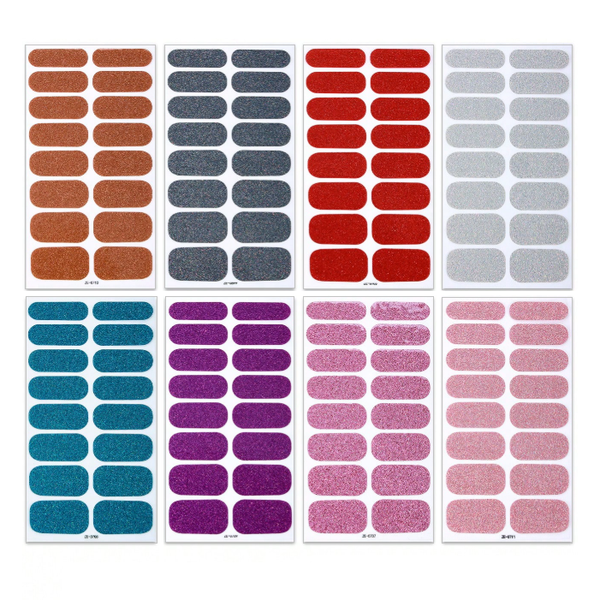 8 Different Glitter Sets of Nail Wrap Self-adhesive Stickers- DIY Nail Art