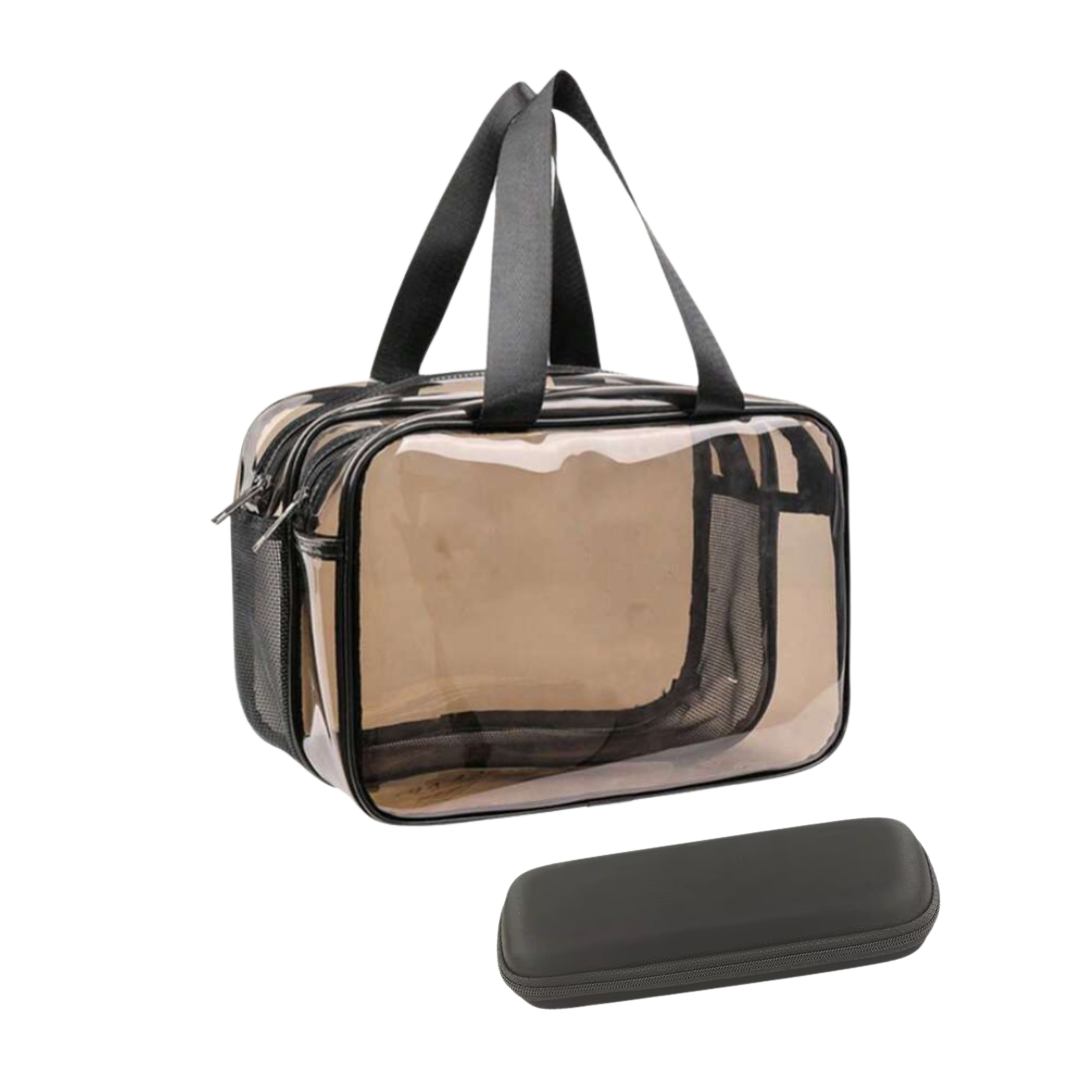 Double-Sided Transparent Waterproof PVC Makeup Bag With Brush Case