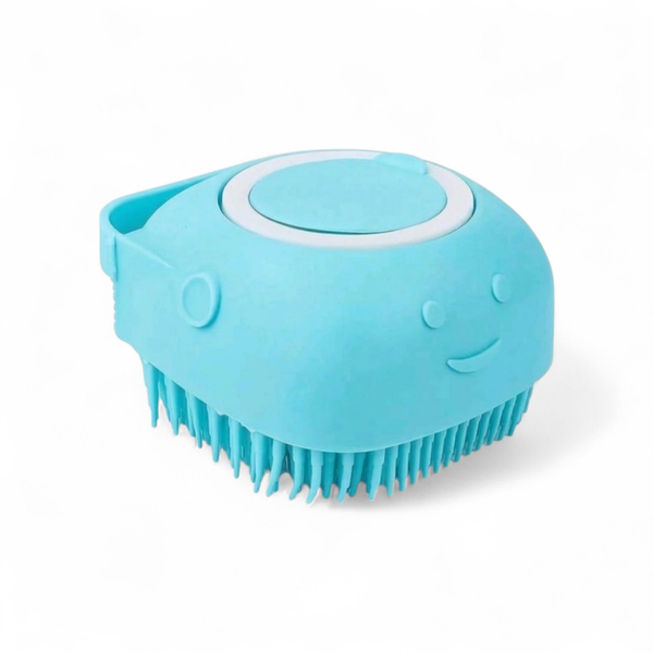 Silicone Pet Grooming Brush with Shampoo Dispenser Dog &amp; Cat Bath Massager