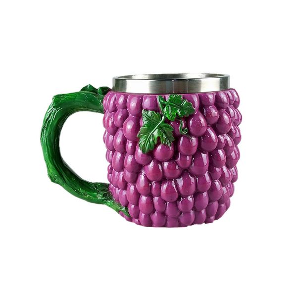 Creative Resin Grape Style Stainless Steel Beer Mug Drinking Cup