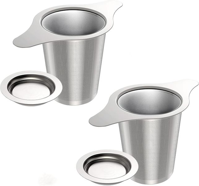 2Pc Stainless Steel Tea Infuser Mesh Strainer with Heat Proof Double Handle