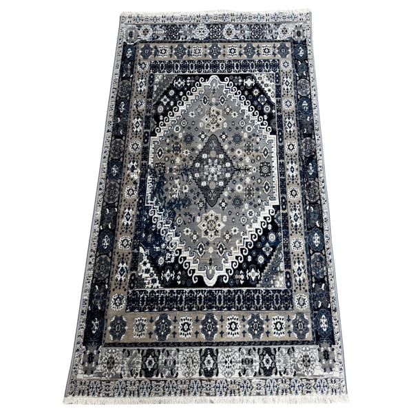 Persian Vintage Grey &amp; Navy Rug/Runner - 150 x 80 cm