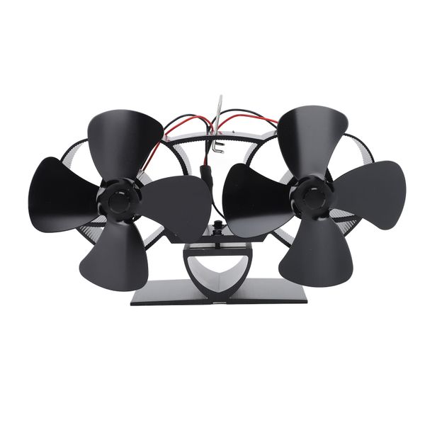 Four Blade Black Dual Head Fan Aluminum Alloy Re image