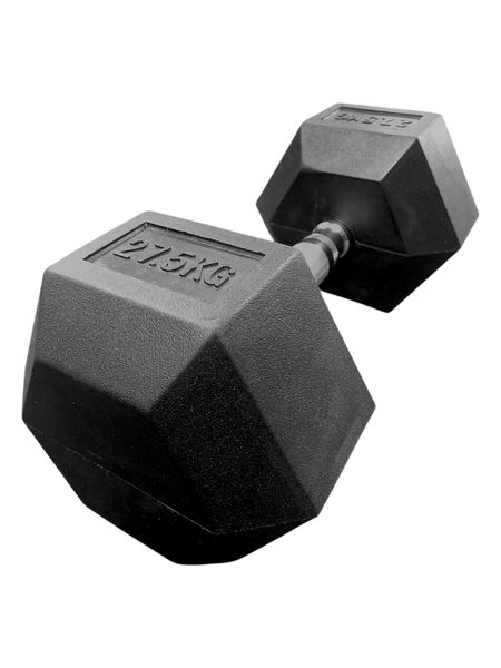 i-Fitness Single 27.5kg Rubber Hexagon Dumbbell