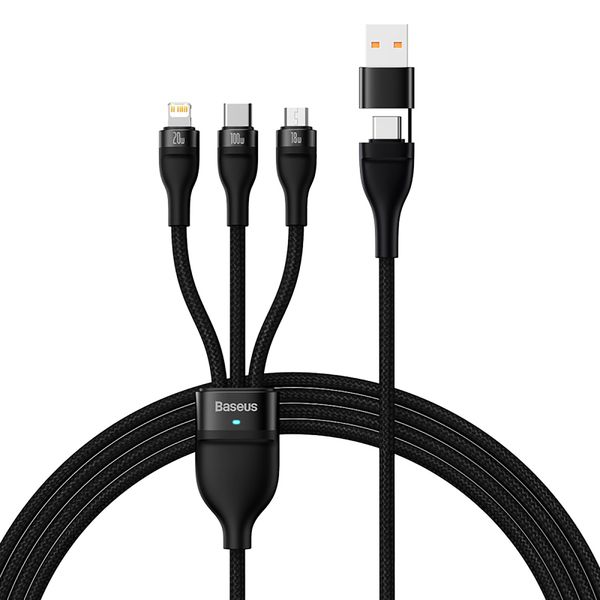 Baseus Flash Series II Dual Input to Triple Out Fast Charging Data Cable 1.2m