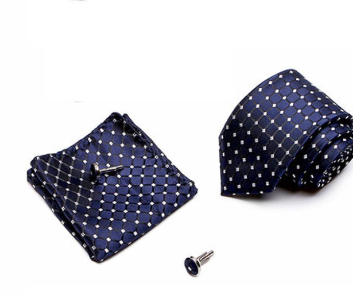 Men Tie Pack of 3 Navy Blue White