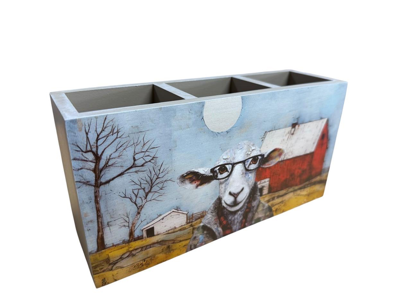Cutlery/Stationary Holder - Intelligend Sheep with Glasses