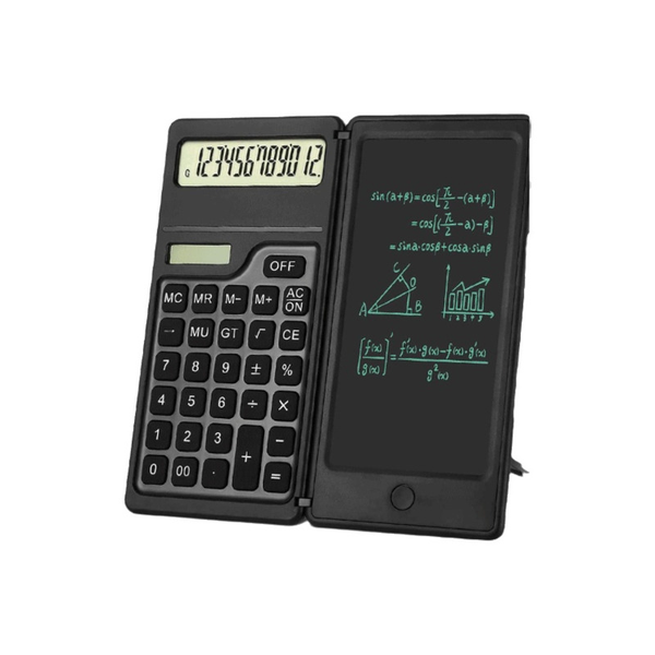 2-in-1 Solar Calculator &amp; LCD Writing Pad - Foldable, Reusable