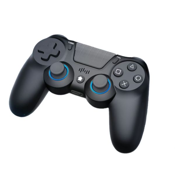 Black Wireless Game Controller with Motor Vibration Compatible with PS4 and PC