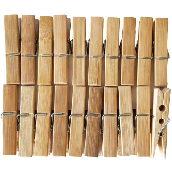 100 x Laundry Clothing Bamboo Pegs