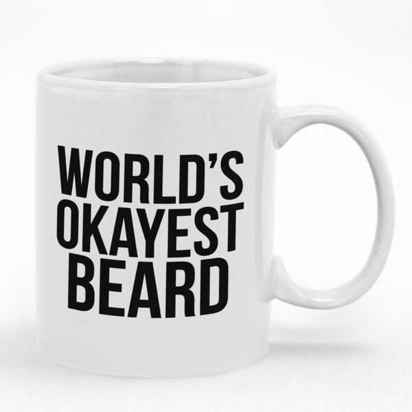 Beard Coffee Mug - World's Okayest - Gift Idea for Birthday or Christmas