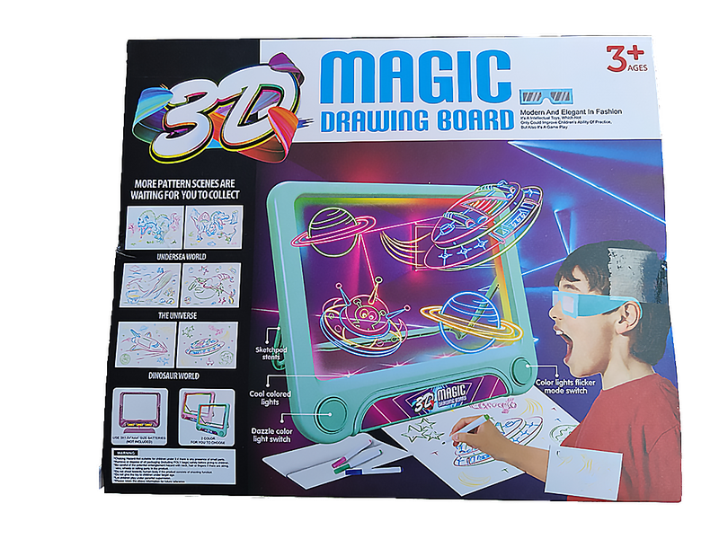 Kids Magic Pad Light Up Drawing Board. Kids 3D Magic Pad