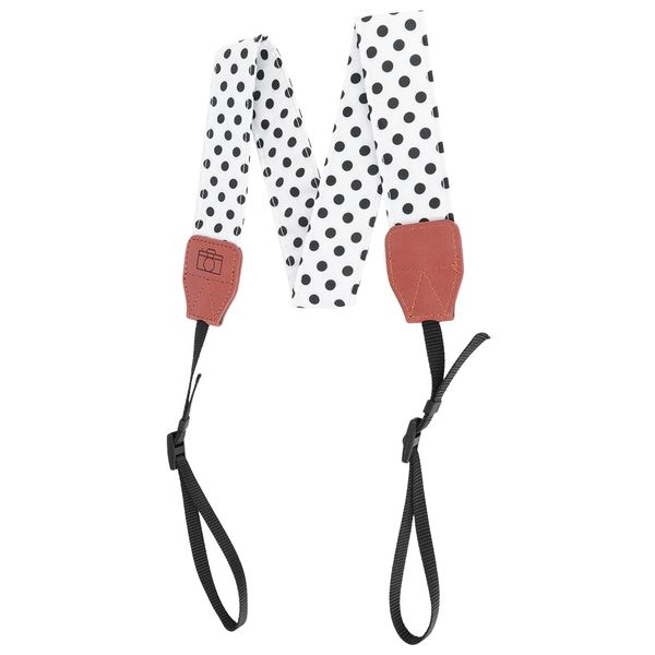 Dots PU Leather Adjustable Camera Shoulder Strap White Black Dots