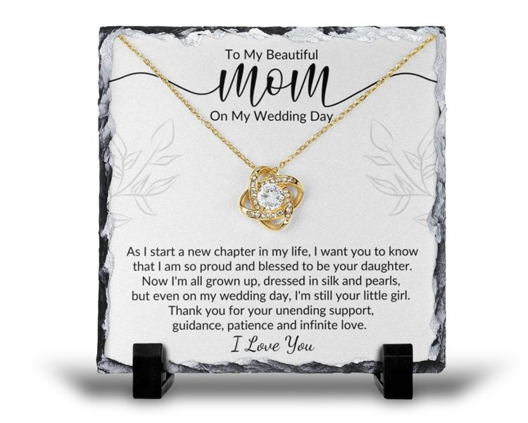 To My Beautiful Mom On My Wedding Day v5 For Her Gift Rock Slate