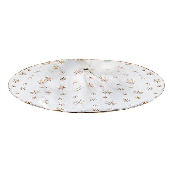 90cm Christmas Trees Skirt Faux Fur Carpet Snowflake White Plush Mat for Ho