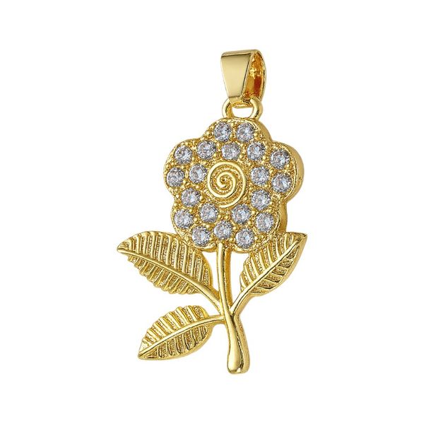 Women's Titanium Steel Rose Blossom Pendant - Gold