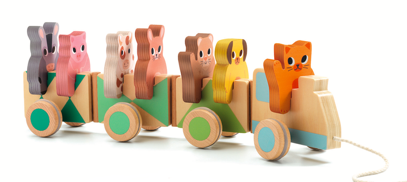 Djeco Pull Along Wooden Train - Trainimo Farm