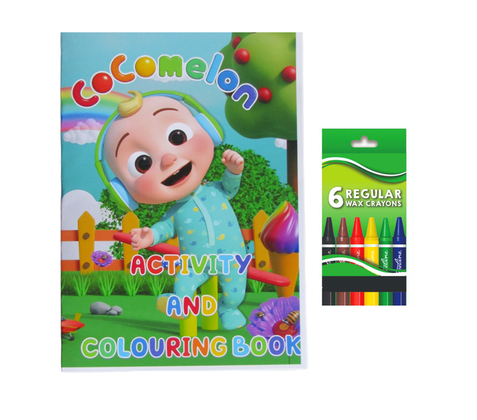 Cocomelon Activity and Colouring Book A5 plus 6 Wax Crayons