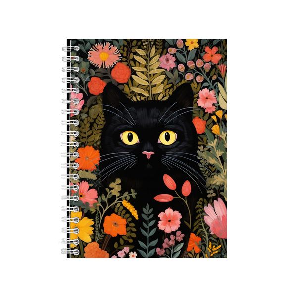 CAT SURROUNDED BY FLOWERS 2 A5 Notebook Gift Idea Notepad 227