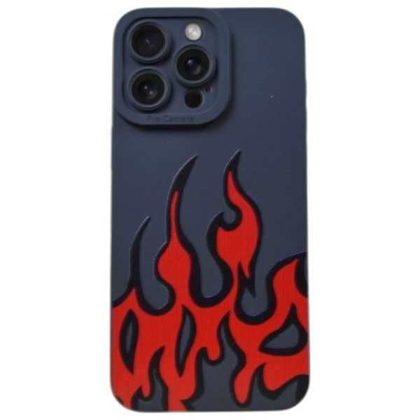 Bold Flame Design Phone Case Compatible With Phone 13 Pro Max- Black