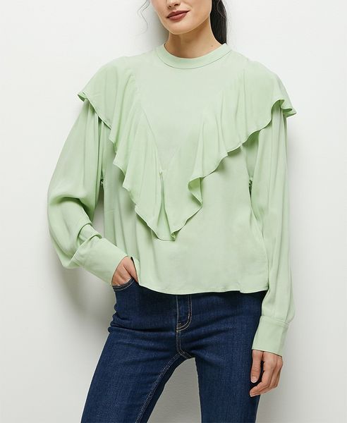 Highneck Ruffle Detail Blouse
