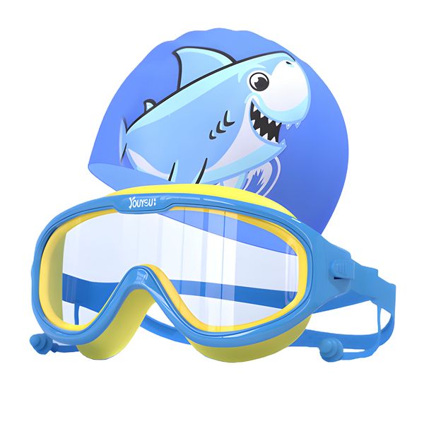 Children's Goggles Swimming Silicone Cap Set