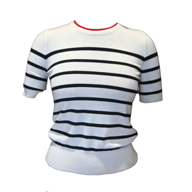 Missy Missi Contrast Striped Round Neck Blouse | Shop Today. Get it