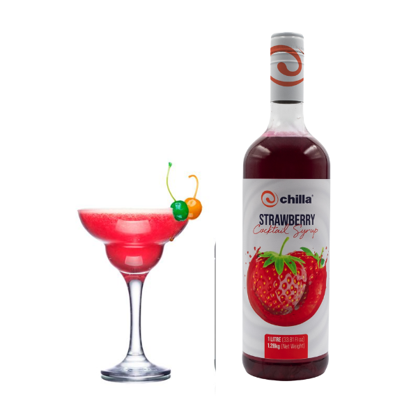 Chilla Strawberry Cocktail Syrup 1lt -Mocktails, Smoothies, Desserts, Drink