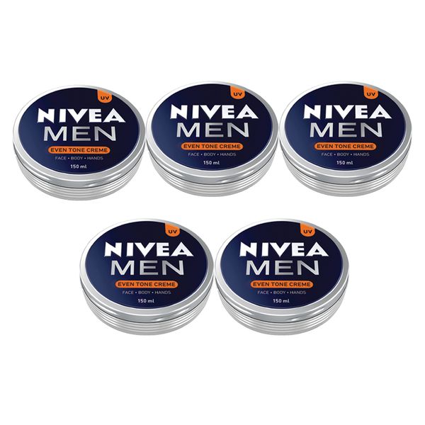 NIVEA MEN Even Tone Face Creme Tin with Liquorice Extract, 5x150ml