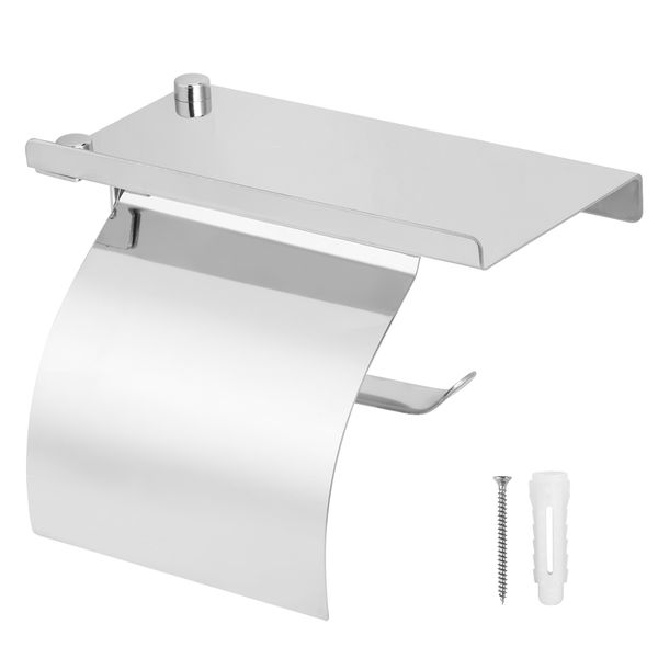 Stainless TP Holder with Phone Shelf