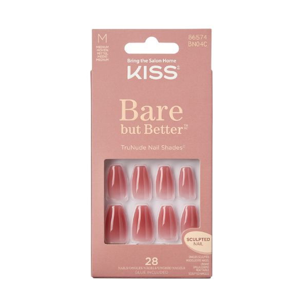 Kiss Bare But Butter Artificial Stick on Nails 28-Piece Set, Nude