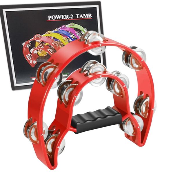 Tambourine Half Moon Double Row Hand Held Jingles Musical Percussion Drum