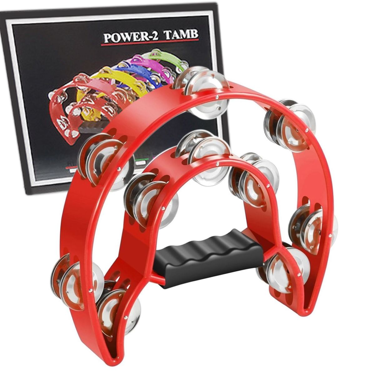 Tambourine Half Moon Double Row Hand Held Jingles Musical Percussion Drum
