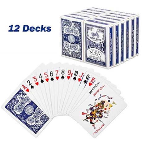 Large Face Plastic-Coated Playing Cards (Set of 12)