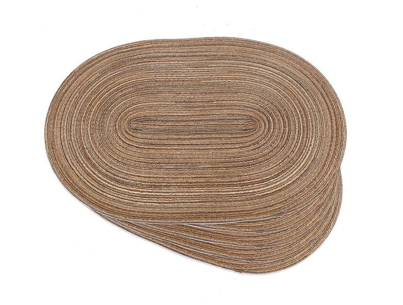 Oval Braided Placemats Set of 4 Woven Non Slip Washable Heat 12x18 Inch