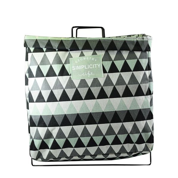 Geometric Design Iron Framed Laundry Storage Basket With Handle