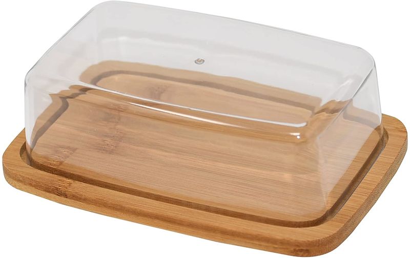 Butter Dish 21x12.5x8cm Wooden Base With Acrylic Lid - Kitchen Essentials