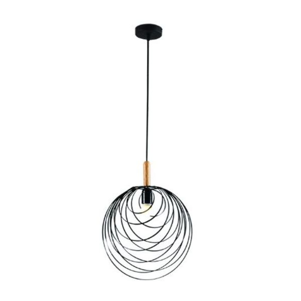 ACDC Pendant Lighting – Scandinavian Range – Black Metal and Wood
