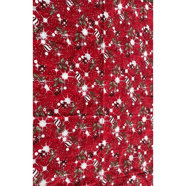 Red Christmas Mistletoe &amp; Ornaments Tablecloth (145x275cm) 8-10 seater