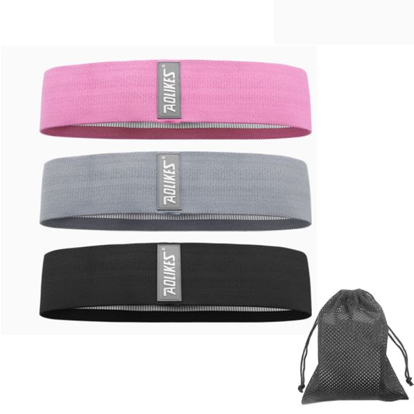 AOLIKES 3 Pieces Fitness Rubber Band Elastic Yoga Hip Resistance Bands Set