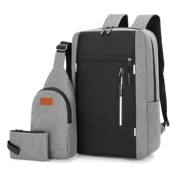 Large Capacity Multifunctional 3-in-1 Computer Bag Black/Gray