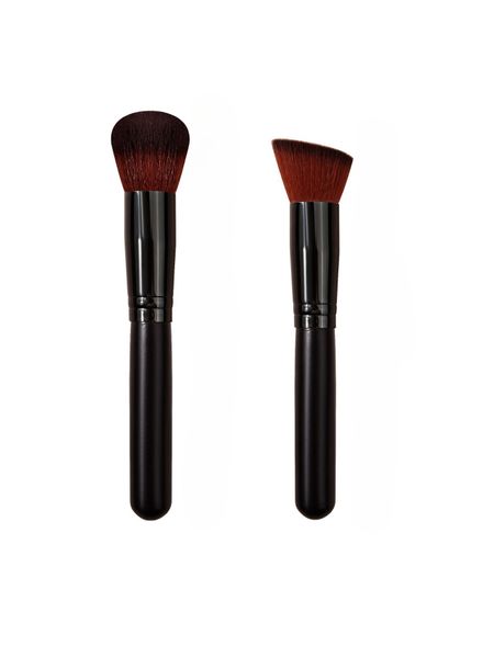 Portable multi-functional makeup brush, angled contour brush + round head